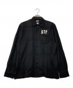 Hysteric Glamourヒステリックグラマー）の古着「ATP チェック ネル ボタンシャツ」｜ブラック