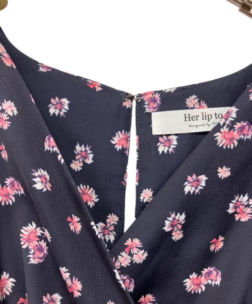 HER LIP TO（ハーリップトゥ）Her lip to (ハーリップトゥ) 半袖ワンピース ネイビー サイズ:Sの古着・服飾アイテム