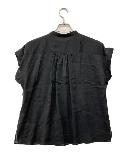 BALLSEY（ボールジィ）BALLSEY (ボールジィ) スムースラミー フロントシャーリングブラウス ブラック サイズ:36の古着・服飾アイテム