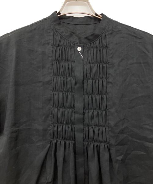BALLSEY（ボールジィ）BALLSEY (ボールジィ) スムースラミー フロントシャーリングブラウス ブラック サイズ:36の古着・服飾アイテム