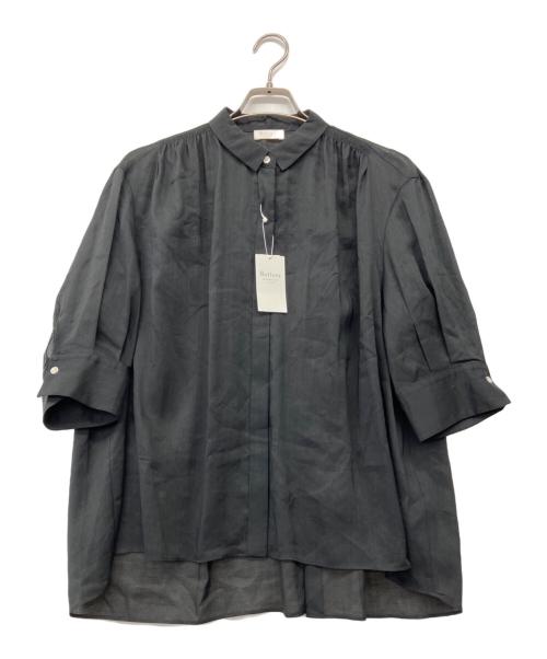 BALLSEY（ボールジィ）BALLSEY (ボールジィ) スムースラミー ハーフスリーブブラウス ブラック サイズ:36 未使用品の古着・服飾アイテム