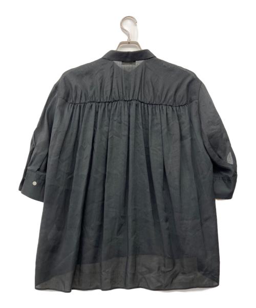 BALLSEY（ボールジィ）BALLSEY (ボールジィ) スムースラミー ハーフスリーブブラウス ブラック サイズ:36 未使用品の古着・服飾アイテム