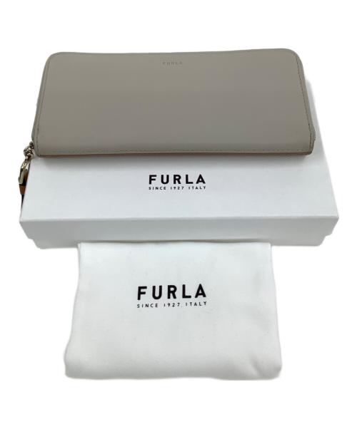 FURLA（フルラ）FURLA (フルラ) NUVOLA ラウンドファスナーロングウォレット ベージュの古着・服飾アイテム