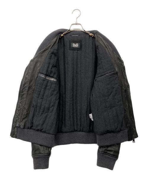 D&G（ディーアンドジー）D&G (ディーアンドジー) リブラムレザーブルゾン ブラック サイズ:48の古着・服飾アイテム