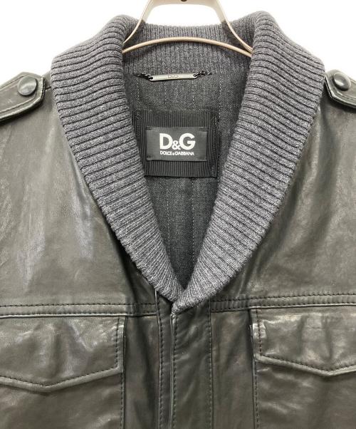 D&G（ディーアンドジー）D&G (ディーアンドジー) リブラムレザーブルゾン ブラック サイズ:48の古着・服飾アイテム