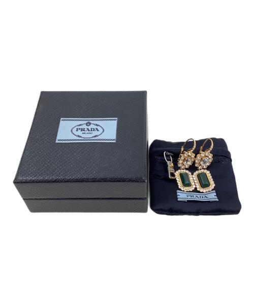 PRADA（プラダ）PRADA (プラダ) Gold & Multi Crystal Drop Earringsの古着・服飾アイテム