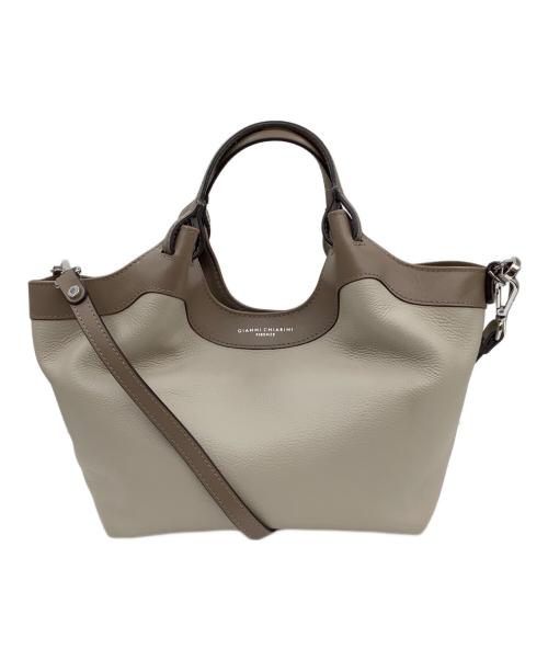 GIANNI CHIARINI（ジャンニ キアリーニ）GIANNI CHIARINI (ジャンニ キアリーニ) 2WAYハンドバッグ ベージュ×ブラウンの古着・服飾アイテム