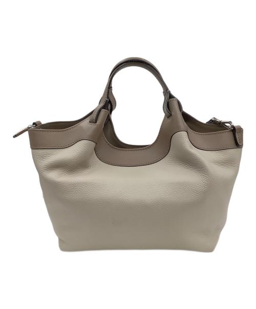 GIANNI CHIARINI（ジャンニ キアリーニ）GIANNI CHIARINI (ジャンニ キアリーニ) 2WAYハンドバッグ ベージュ×ブラウンの古着・服飾アイテム