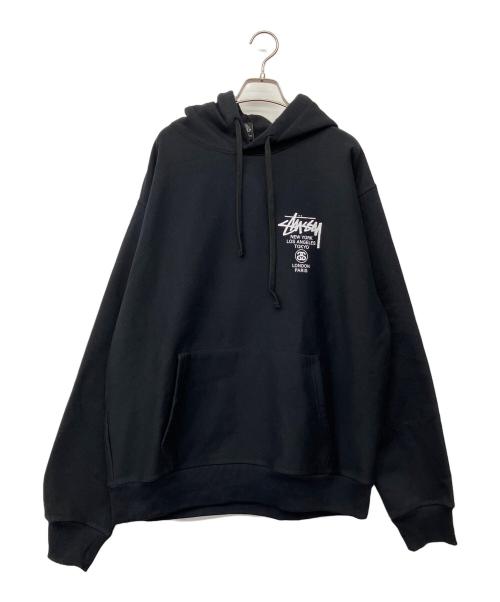 stussy（ステューシー）stussy (ステューシー) 24SS WORLD TOUR ZIP HOOD ブラック サイズ:Lの古着・服飾アイテム