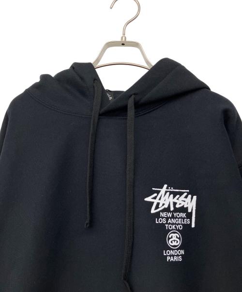 stussy（ステューシー）stussy (ステューシー) 24SS WORLD TOUR ZIP HOOD ブラック サイズ:Lの古着・服飾アイテム