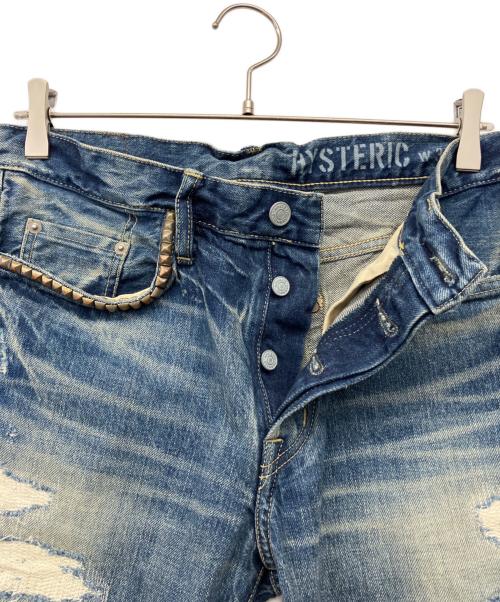 Hysteric Glamour（ヒステリックグラマー）Hysteric Glamour (ヒステリックグラマー) ダメージ加工ジーンズ インディゴ サイズ:81cm(W32)の古着・服飾アイテム