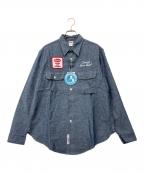 Hysteric Glamour×BIG YANKヒステリックグラマー×ビッグヤンク）の古着「HYS SOUNDS プリント 長袖 シャンブレー ワーク シャツ」｜インディゴ