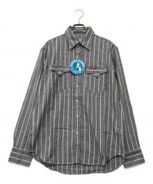 Hysteric Glamour（ヒステリックグラマー）の古着「ヒッコリーストライプウエスタンワークシャツ」｜ブラック