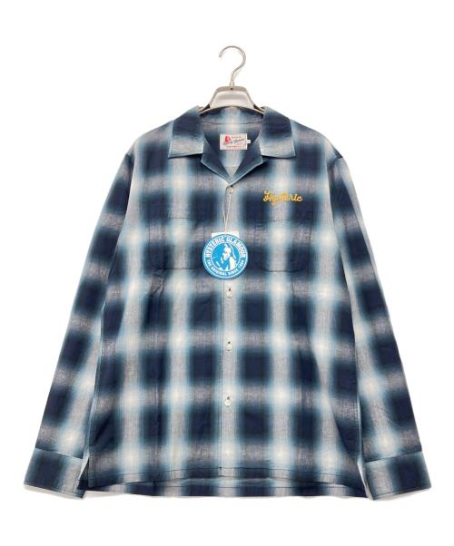 Hysteric Glamour（ヒステリックグラマー）Hysteric Glamour (ヒステリックグラマー) バック刺繍オープンカラーオンブレチェック長袖シャツ ブルー サイズ:L 未使用品の古着・服飾アイテム