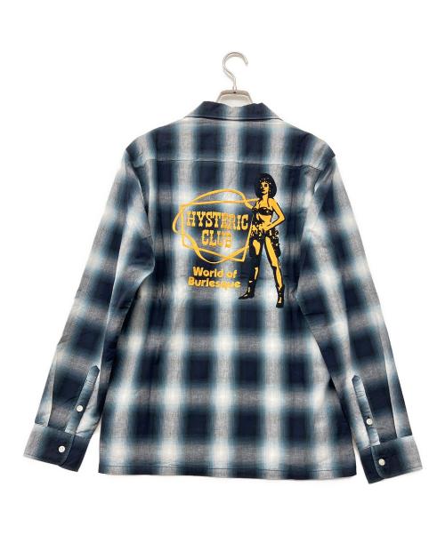 Hysteric Glamour（ヒステリックグラマー）Hysteric Glamour (ヒステリックグラマー) バック刺繍オープンカラーオンブレチェック長袖シャツ ブルー サイズ:L 未使用品の古着・服飾アイテム