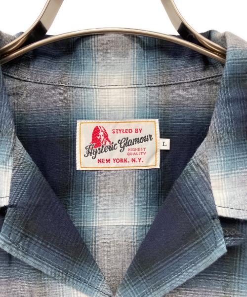 Hysteric Glamour（ヒステリックグラマー）Hysteric Glamour (ヒステリックグラマー) バック刺繍オープンカラーオンブレチェック長袖シャツ ブルー サイズ:L 未使用品の古着・服飾アイテム
