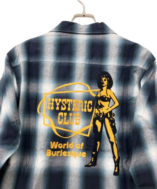 Hysteric Glamour（ヒステリックグラマー）Hysteric Glamour (ヒステリックグラマー) バック刺繍オープンカラーオンブレチェック長袖シャツ ブルー サイズ:L 未使用品の古着・服飾アイテム