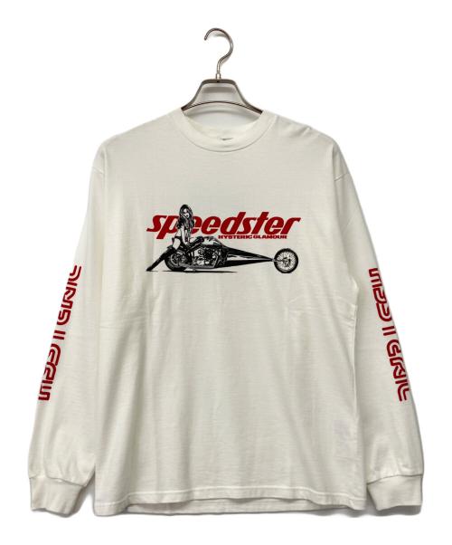 Hysteric Glamour（ヒステリックグラマー）Hysteric Glamour (ヒステリックグラマー) SPEEDSTER プリント リブ付Tシャツ ホワイト サイズ:Mの古着・服飾アイテム