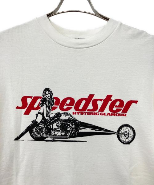 Hysteric Glamour（ヒステリックグラマー）Hysteric Glamour (ヒステリックグラマー) SPEEDSTER プリント リブ付Tシャツ ホワイト サイズ:Mの古着・服飾アイテム