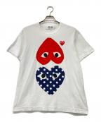 PLAY COMME des GARCONSプレイコムデギャルソン）の古着「ハートロゴプリントTシャツ」｜ホワイト
