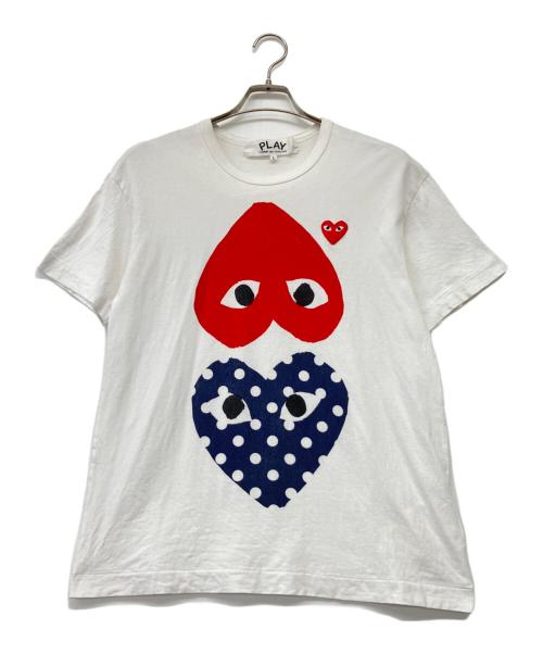 PLAY COMME des GARCONS（プレイコムデギャルソン）PLAY COMME des GARCONS (プレイコムデギャルソン) ハートロゴプリントTシャツ ホワイト サイズ:Lの古着・服飾アイテム