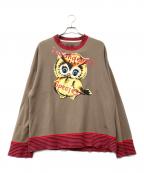 Vivienne Westwood manヴィヴィアン ウェストウッド マン）の古着「ENDANGERED SPECIES OWL SWEAT SHIRT」｜ベージュ×レッド