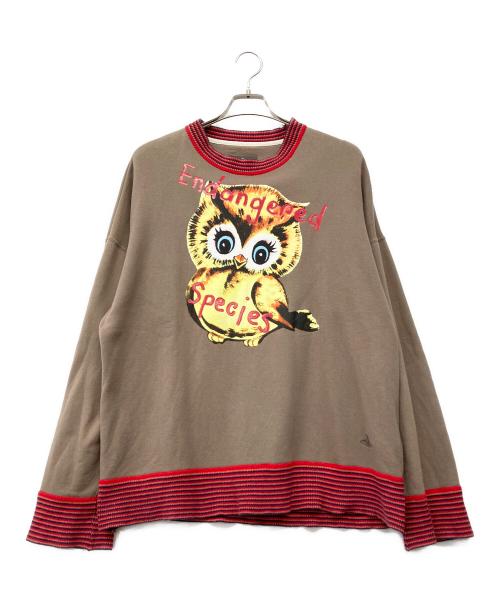 Vivienne Westwood man（ヴィヴィアン ウェストウッド マン）Vivienne Westwood man (ヴィヴィアン ウェストウッド マン) ENDANGERED SPECIES OWL SWEAT SHIRT ベージュ×レッド サイズ:48の古着・服飾アイテム