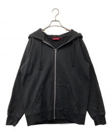 SUPREME（シュプリーム）の古着「Rib Logo Zip Up Hoodie」｜ブラック