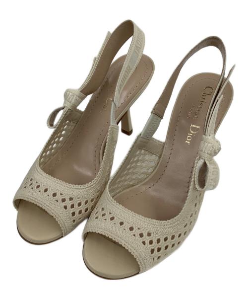 Christian Dior（クリスチャン ディオール）Christian Dior (クリスチャン ディオール) スリングバック オープントゥサンダル ベージュ サイズ:35Dの古着・服飾アイテム