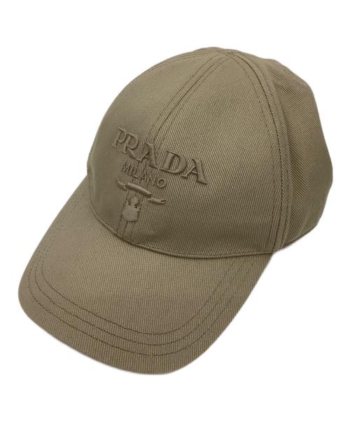 PRADA（プラダ）PRADA (プラダ) ドリル ベースボールキャップ ベージュ サイズ:XLの古着・服飾アイテム