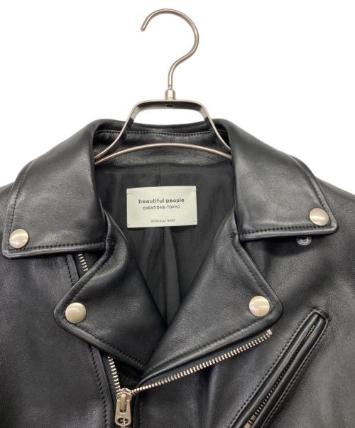 beautiful people（ビューティフルピープル）beautiful people (ビューティフルピープル) VINTAGE LEATHER RIDERS JACKET ブラック サイズ:160cmの古着・服飾アイテム