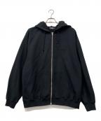 X-LARGEエクストララージ）の古着「ENBOSSED OG BOX ZIP UP HOODED SWEATSHIRT」｜ブラック