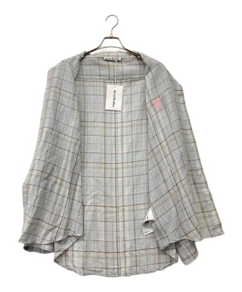 Acne studios（アクネ ストゥディオズ）Acne studios (アクネ ストゥディオズ) リネンチェックボタンアップシャツ ライトグレー サイズ:46の古着・服飾アイテム
