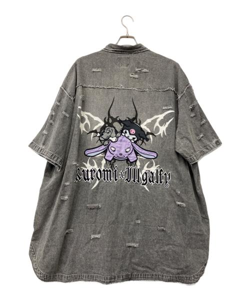 GALFY（ガルフィー）GALFY (ガルフィー) ボロボロデニム半袖BIG シャツ グレー サイズ:XL 未使用品の古着・服飾アイテム