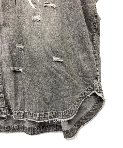 GALFY（ガルフィー）GALFY (ガルフィー) ボロボロデニム半袖BIG シャツ グレー サイズ:XL 未使用品の古着・服飾アイテム