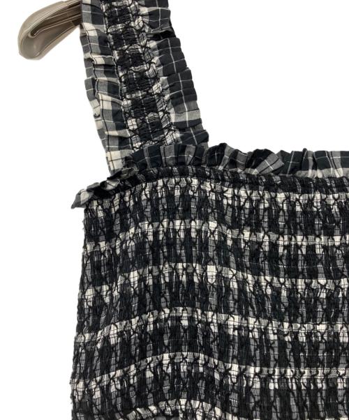 GANNI（ガニー）Ganni (ガニー) ノースリーブ・キャミソールワンピース ブラック×ホワイト サイズ:34の古着・服飾アイテム