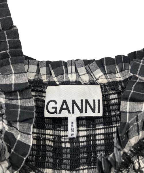 GANNI（ガニー）Ganni (ガニー) ノースリーブ・キャミソールワンピース ブラック×ホワイト サイズ:34の古着・服飾アイテム
