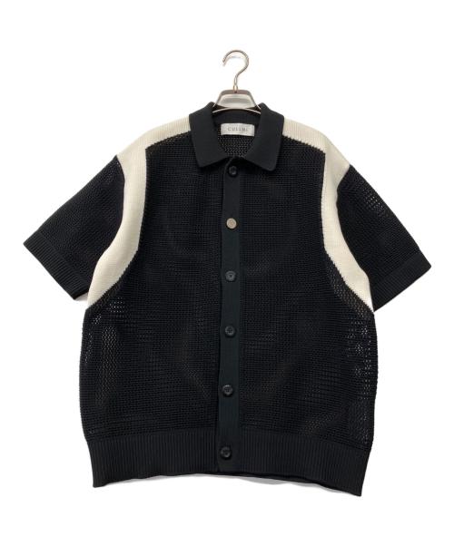 CULLNI（クルニ）CULLNI (クルニ) Mesh Knit Short Sleeve Jacket ブラック×ホワイト サイズ:1の古着・服飾アイテム