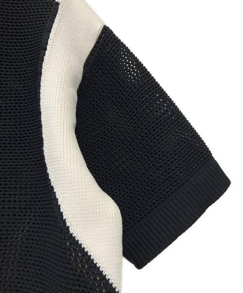 CULLNI（クルニ）CULLNI (クルニ) Mesh Knit Short Sleeve Jacket ブラック×ホワイト サイズ:1の古着・服飾アイテム