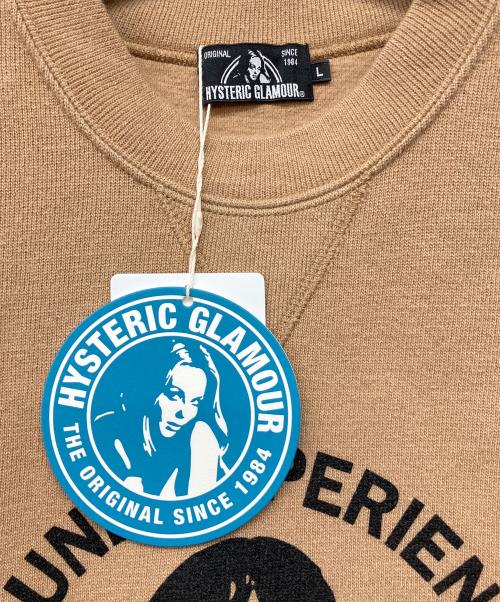 Hysteric Glamour（ヒステリックグラマー）Hysteric Glamour (ヒステリックグラマー) UNLIMITED SOUNDSウール混クルーネックニット ベージュ サイズ:Lの古着・服飾アイテム
