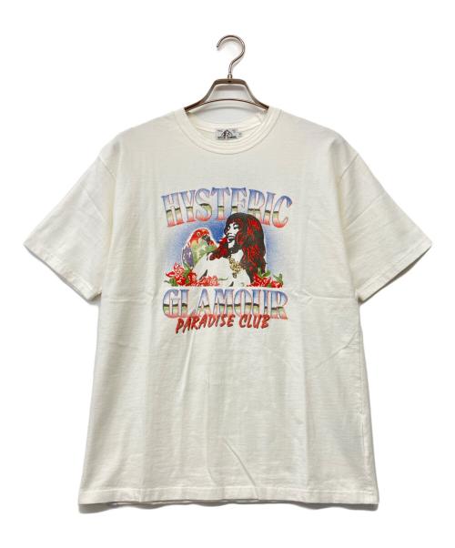 Hysteric Glamour（ヒステリックグラマー）Hysteric Glamour (ヒステリックグラマー) PARADISE CLUB プリント Tシャツ（USED加工） ホワイト サイズ:M 未使用品の古着・服飾アイテム