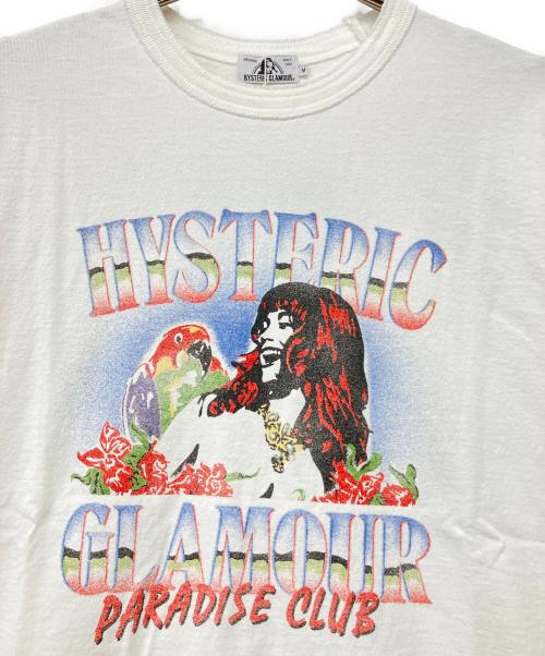 Hysteric Glamour（ヒステリックグラマー）Hysteric Glamour (ヒステリックグラマー) PARADISE CLUB プリント Tシャツ（USED加工） ホワイト サイズ:M 未使用品の古着・服飾アイテム