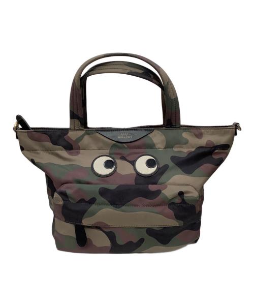 ANYA HINDMARCH（アニヤ・ハインドマーチ）ANYA HINDMARCH (アニヤ・ハインドマーチ) Eyes Nylon E/W Tote Mini in CAMO CAMO GREENの古着・服飾アイテム