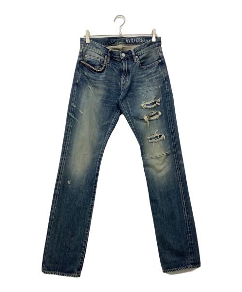 Hysteric Glamour（ヒステリックグラマー）Hysteric Glamour (ヒステリックグラマー) PF加工デニム スリムストレートパンツ ブルー サイズ:31（S～L）の古着・服飾アイテム