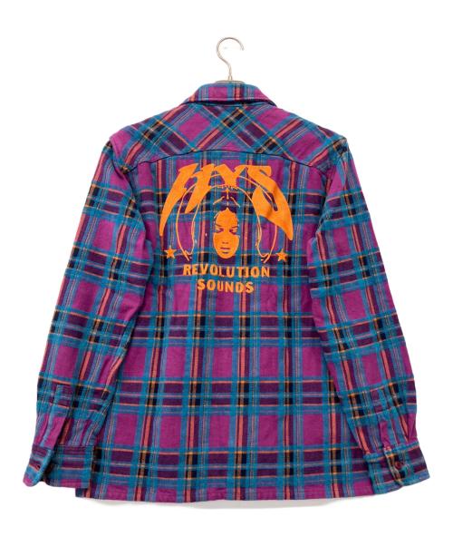 Hysteric Glamour（ヒステリックグラマー）Hysteric Glamour (ヒステリックグラマー) 	REVOLUTION SOUNDS刺繍 CPOシャツ パープル×ブルー サイズ:M 未使用品の古着・服飾アイテム