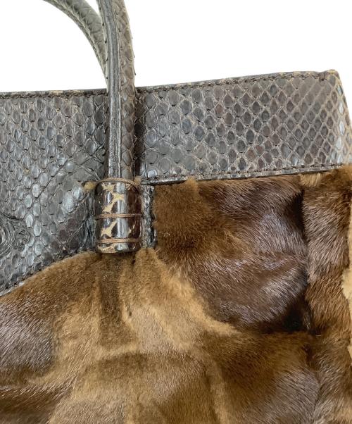 TOD'S（トッズ）TOD'S (トッズ) パイソンファートートバッグ ブラウンの古着・服飾アイテム