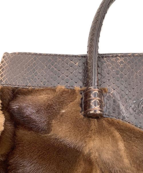 TOD'S（トッズ）TOD'S (トッズ) パイソンファートートバッグ ブラウンの古着・服飾アイテム
