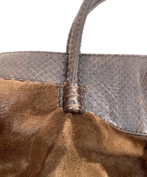 TOD'S（トッズ）TOD'S (トッズ) パイソンファートートバッグ ブラウンの古着・服飾アイテム