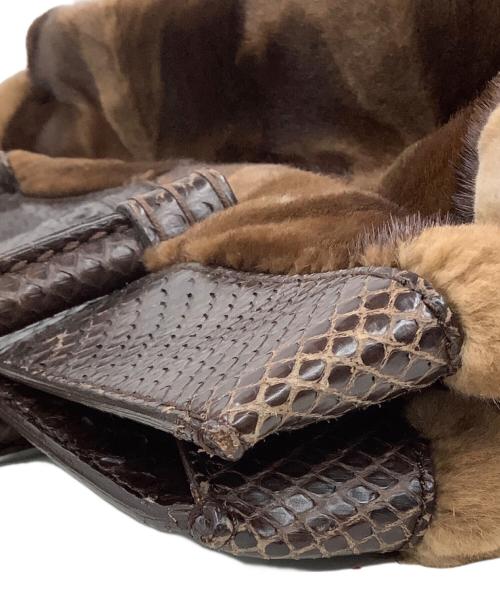 TOD'S（トッズ）TOD'S (トッズ) パイソンファートートバッグ ブラウンの古着・服飾アイテム