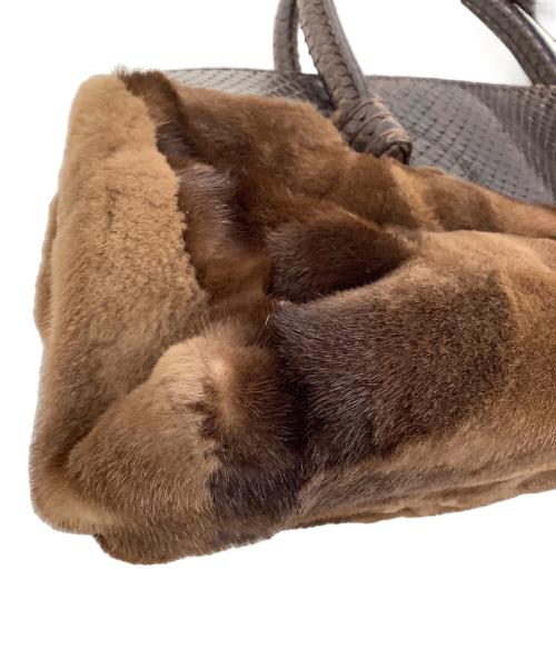 TOD'S（トッズ）TOD'S (トッズ) パイソンファートートバッグ ブラウンの古着・服飾アイテム